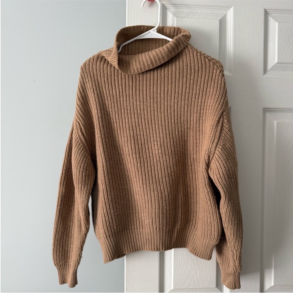 Aritzia Wilfred Tan/Brown Montpellier Knit Turtleneck Sweater